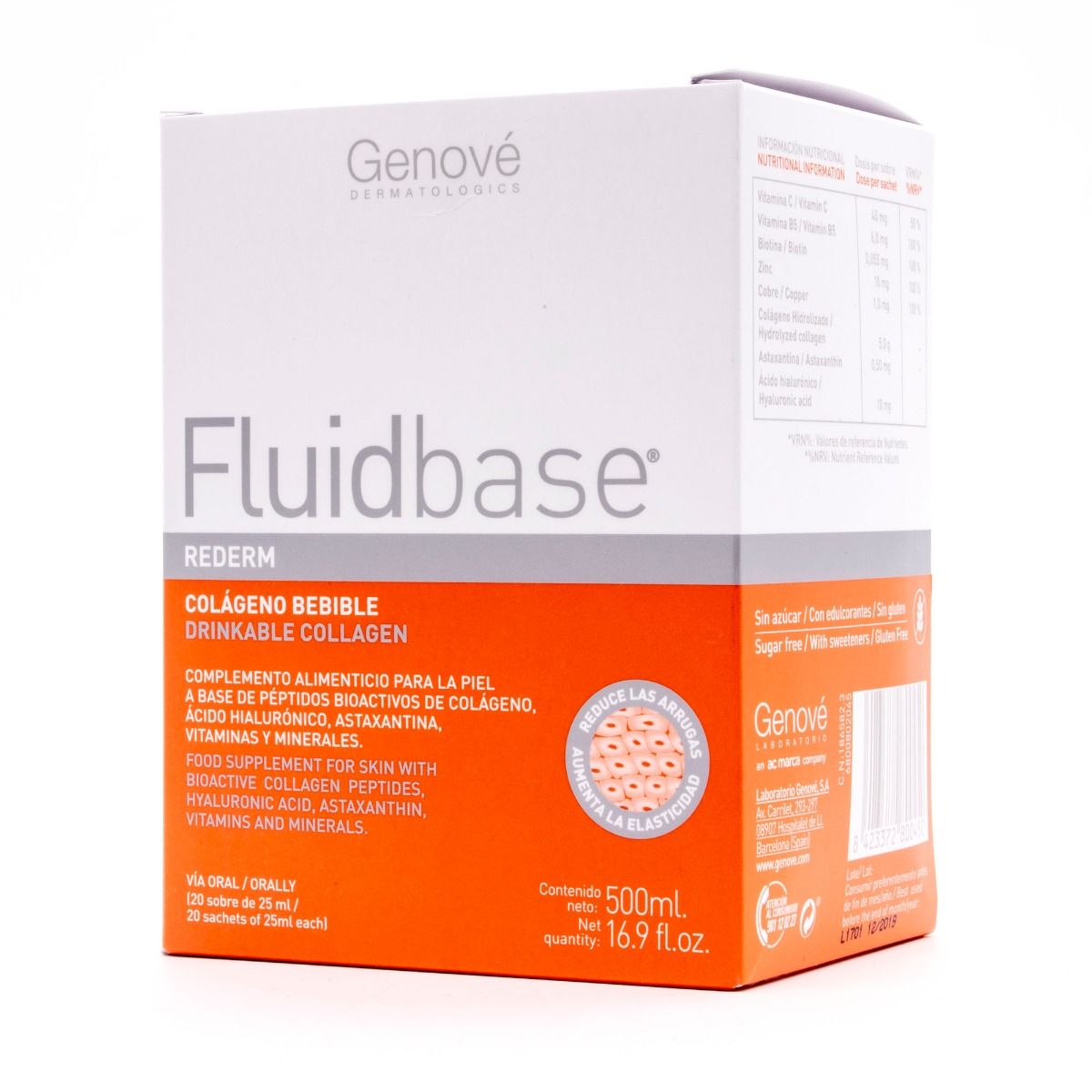 GEN-Fluidbase Rederm Colágeno Bebible 500 ml (20 sobres de 25 ml)