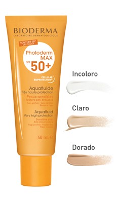 BIO-Photoderm Max Aquafluide 3 Tonos: Incolor, Claro y Dorado FPS 50+ 40 ml